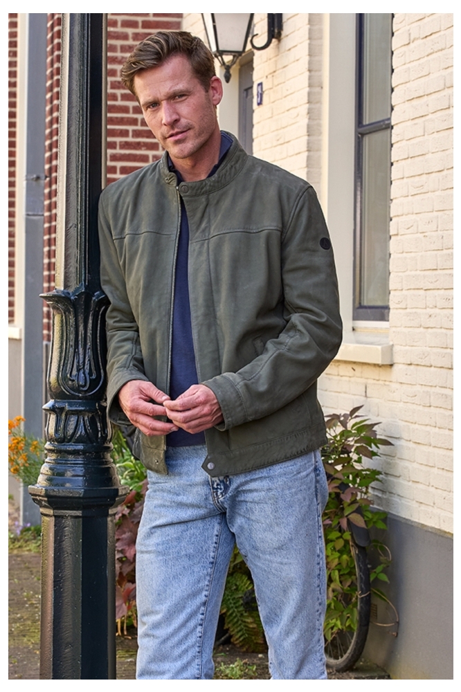 Donders groene heren leren jas | Sfeerbeeld, In situatie