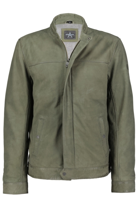 Donders groene heren leren jas | Vooraanzicht