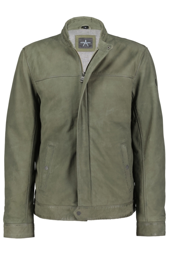 Donders groene heren leren jas | Vooraanzicht