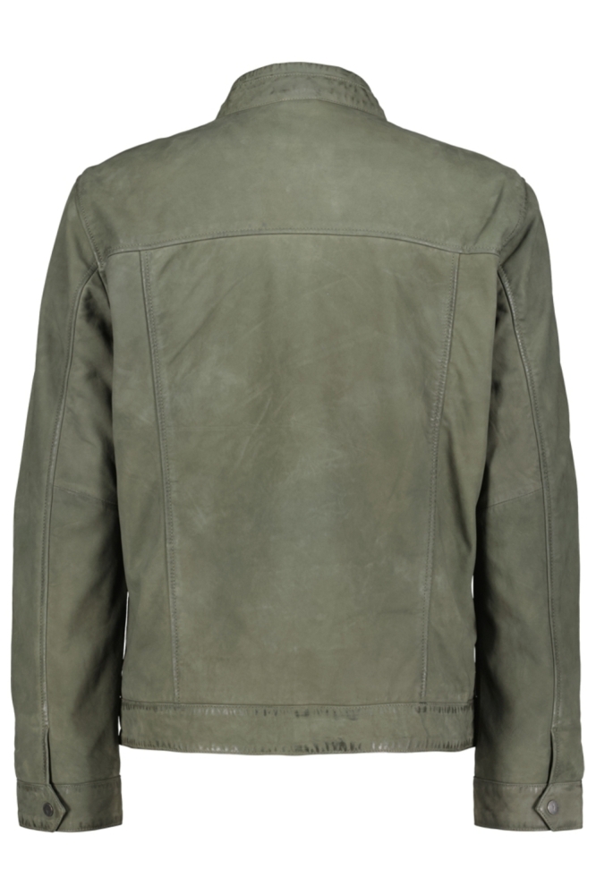 Donders groene heren leren jas | Achteraanzicht