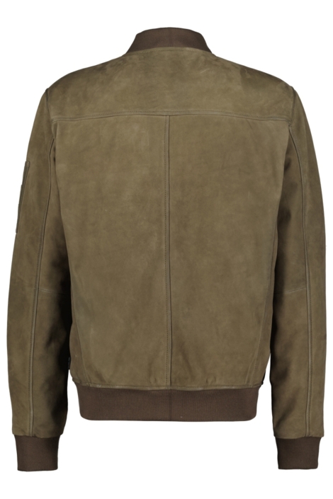 Donders groene heren leren jas | Achteraanzicht