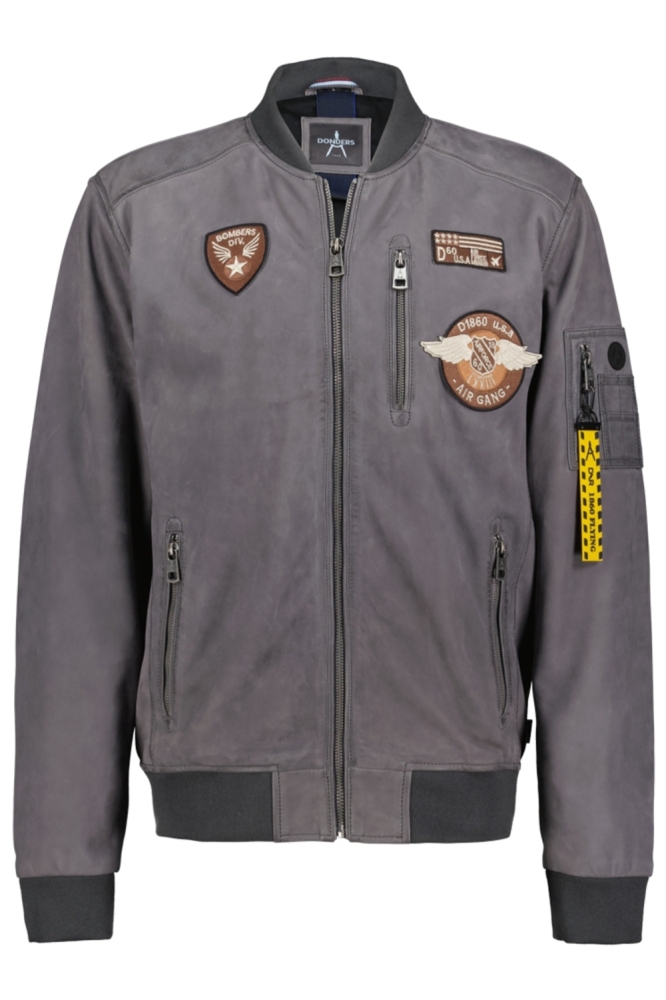 Donders grijze heren leren jas | Vooraanzicht