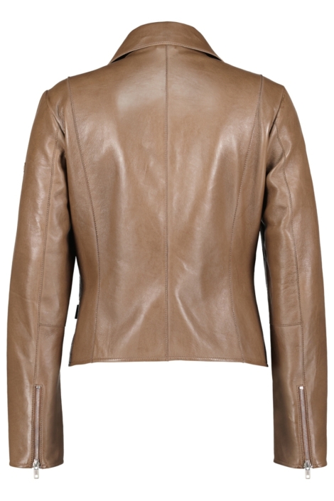 Donders taupe dames leren jas | Achteraanzicht