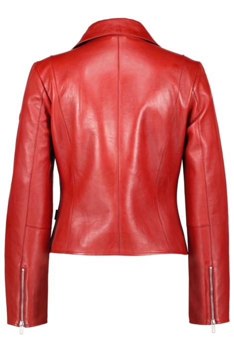 Donders rode dames leren jas | Achteraanzicht