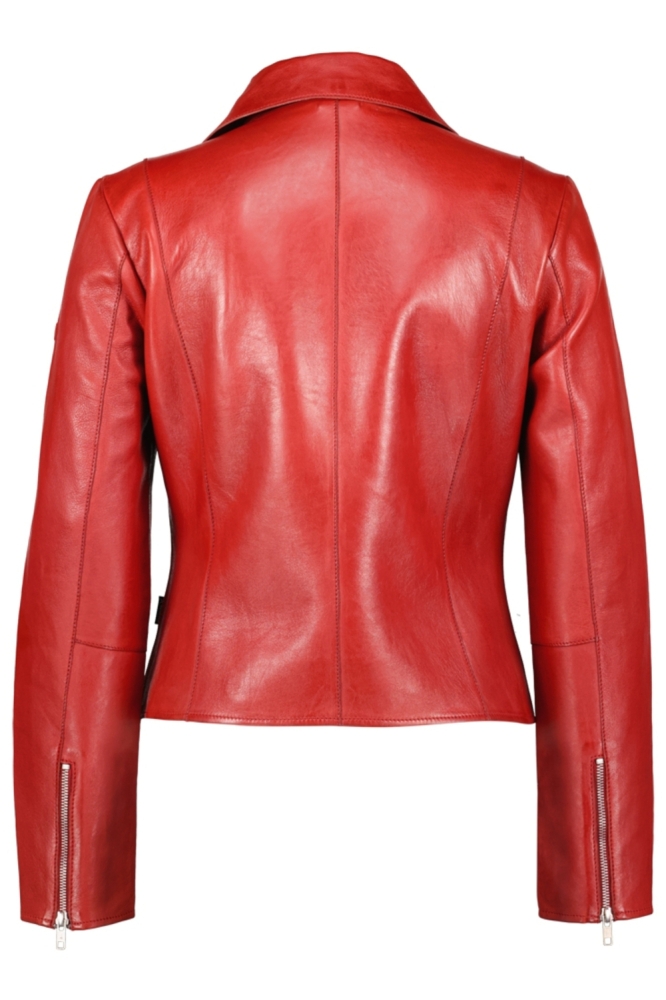 Donders rode dames leren jas | Achteraanzicht