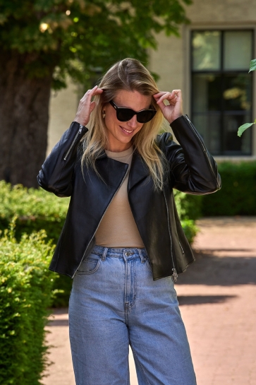 Donders leather jacket Zwart