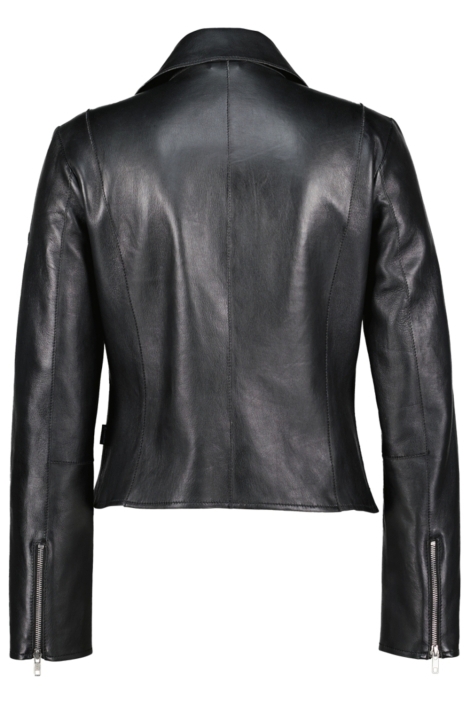 Donders zwarte dames leren jas | Achteraanzicht