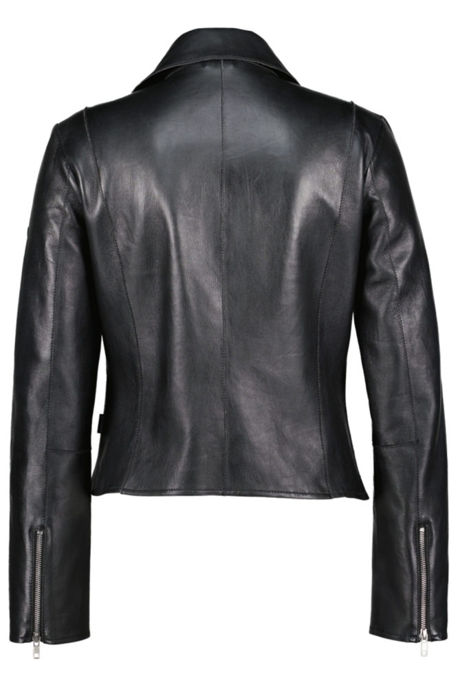Donders zwarte dames leren jas | Achteraanzicht