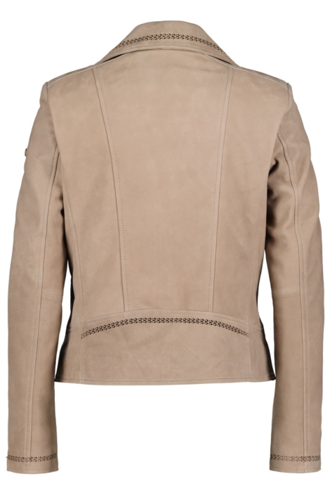 Donders taupe dames leren jas | Achteraanzicht