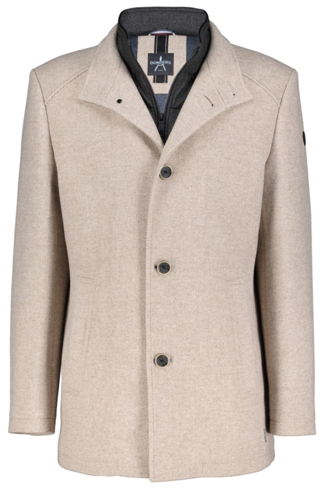 Donders beige heren jas | Vooraanzicht