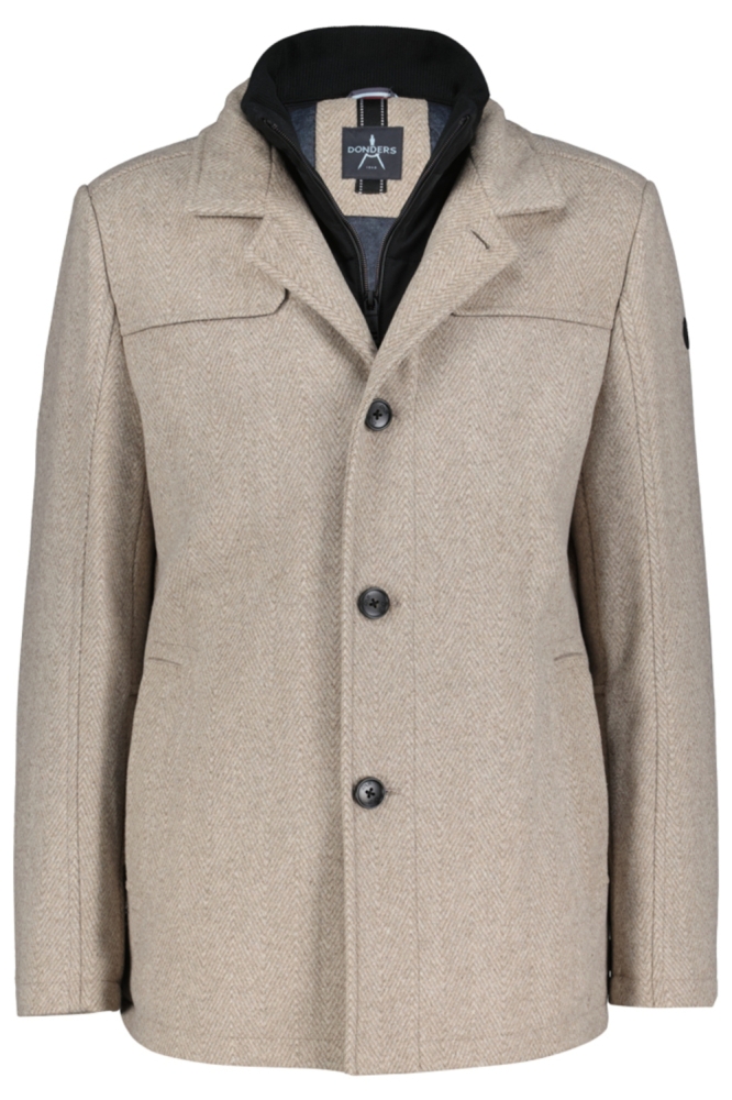Donders beige heren jas | Vooraanzicht
