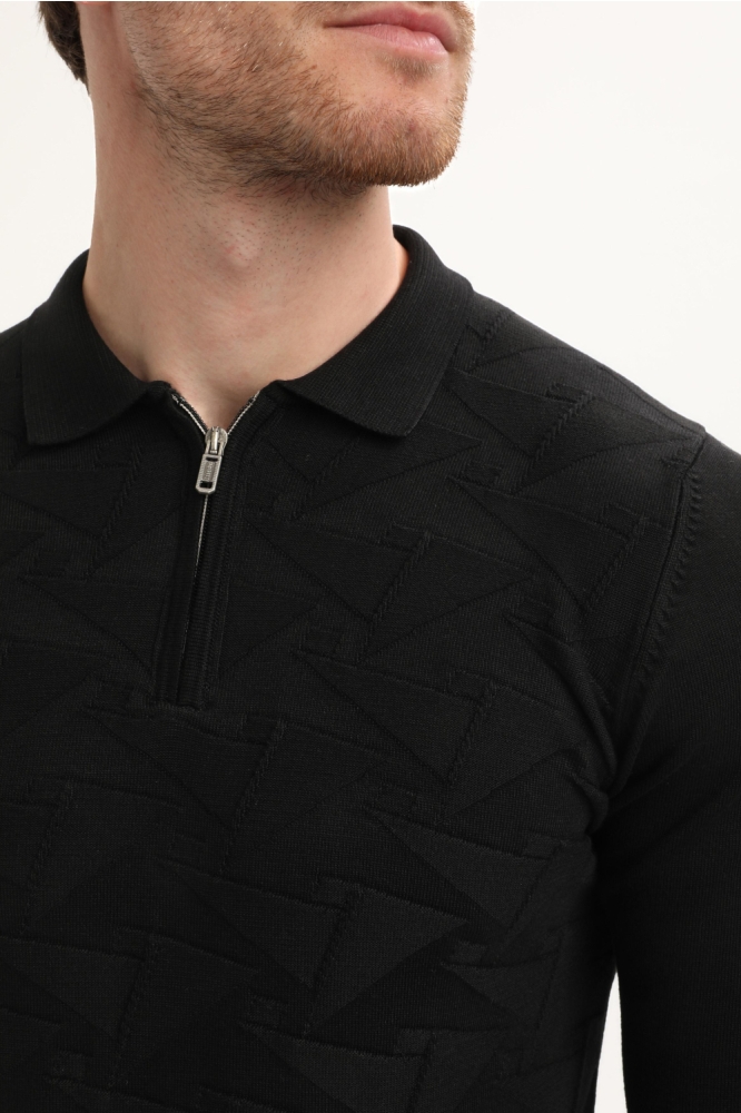 Gabbiano zwarte heren polo | Close up