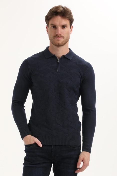 Gabbiano blauwe heren polo | Model vooraanzicht