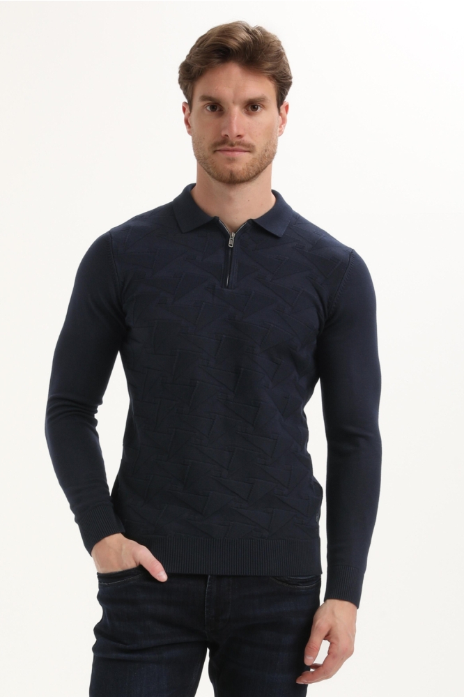 Gabbiano blauwe heren polo | Model vooraanzicht