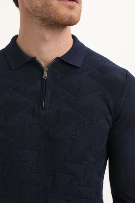 Gabbiano blauwe heren polo | Close up