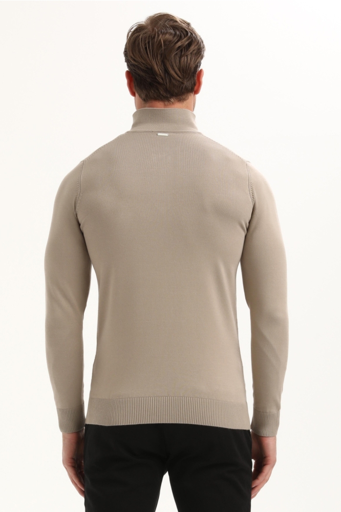 Gabbiano taupe heren polo | Model achteraanzicht