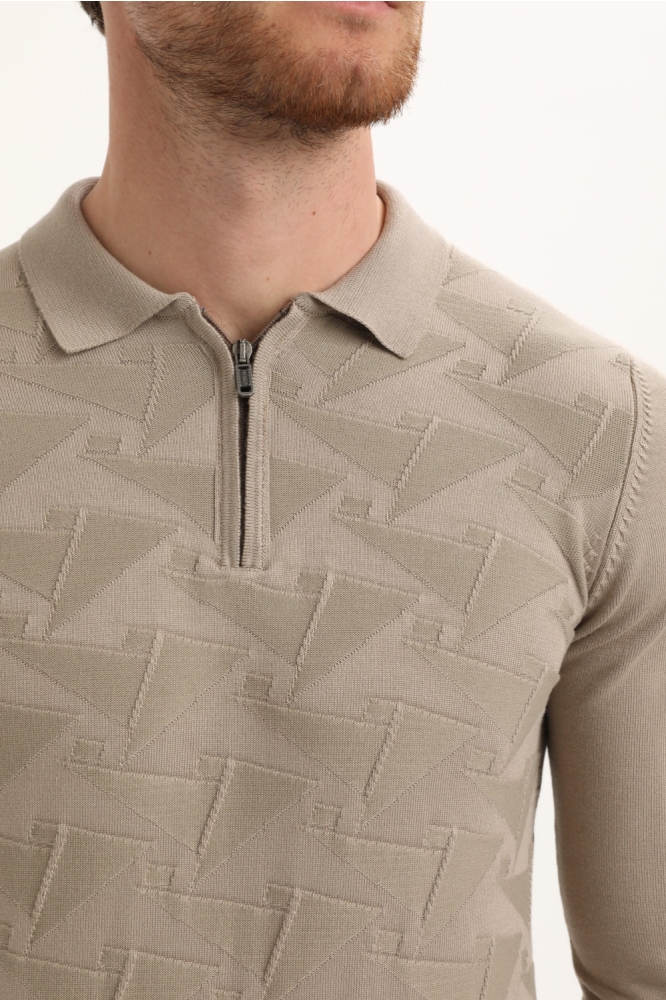 Gabbiano taupe heren polo | Close up