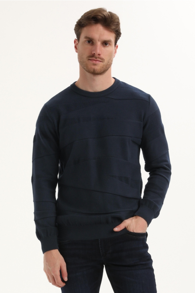 Gabbiano blauwe heren trui | Model vooraanzicht