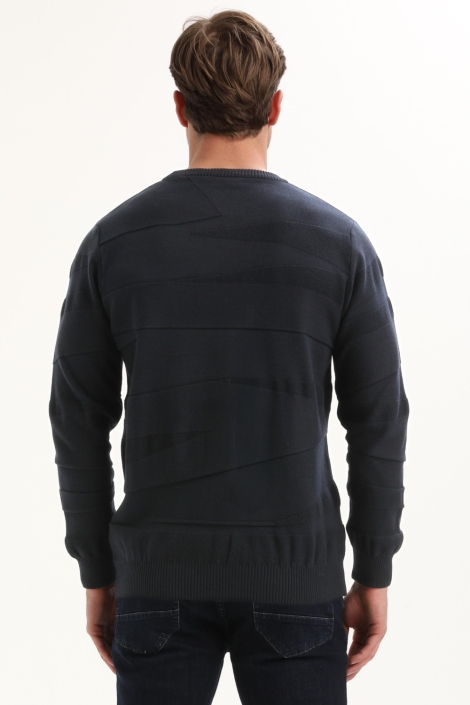 Gabbiano blauwe heren trui | Model achteraanzicht