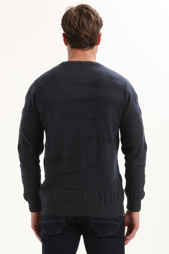 Gabbiano blauwe heren trui | Model achteraanzicht