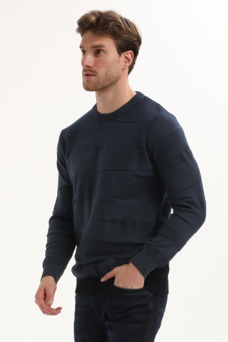 Gabbiano blauwe heren trui | Model zijaanzicht