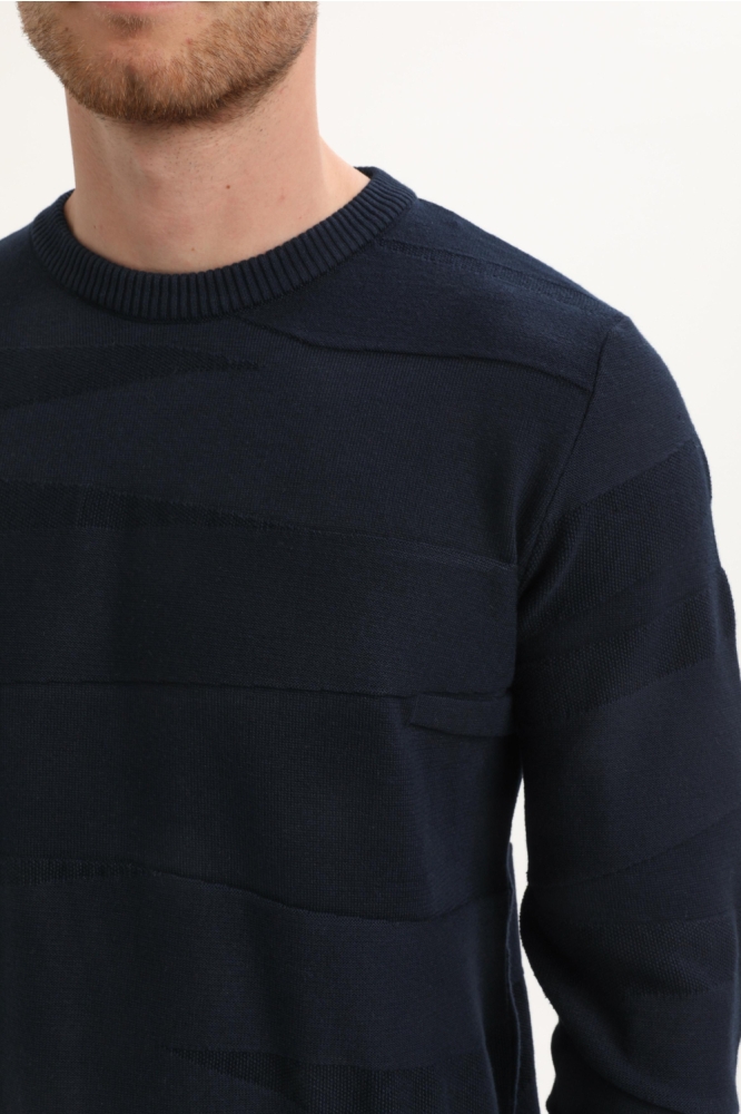 Gabbiano blauwe heren trui | Close up