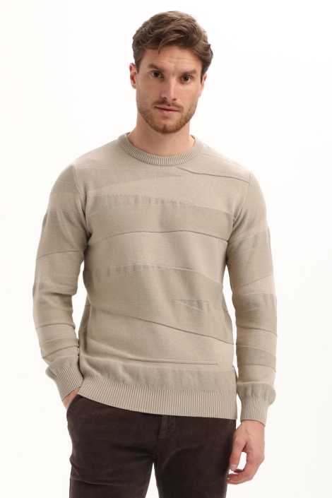 Gabbiano taupe heren trui | Model vooraanzicht