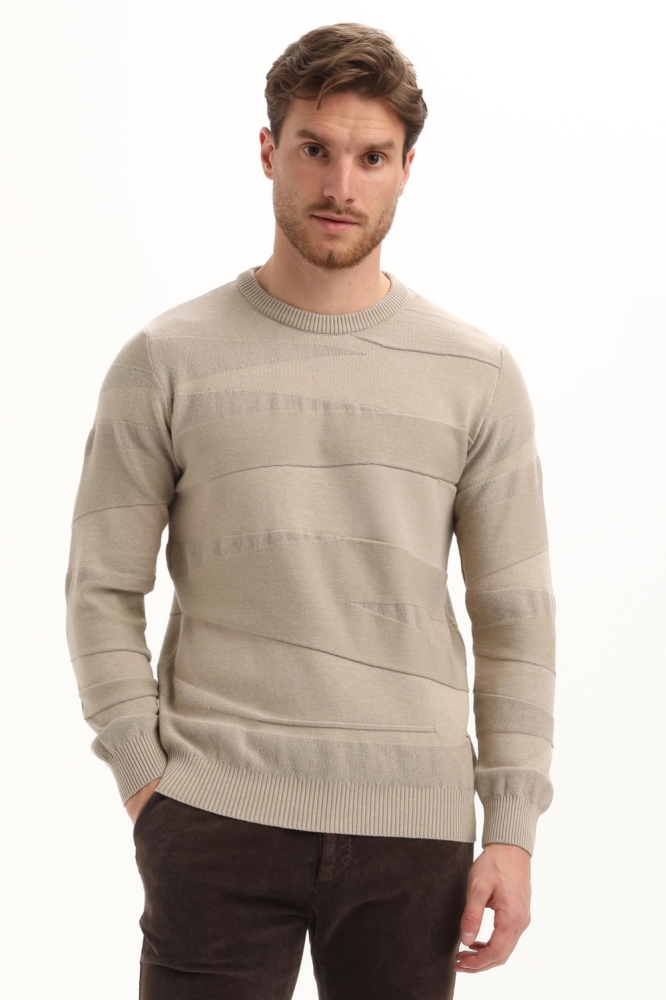 Gabbiano taupe heren trui | Model vooraanzicht