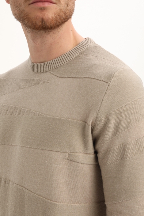 Gabbiano taupe heren trui | Close up