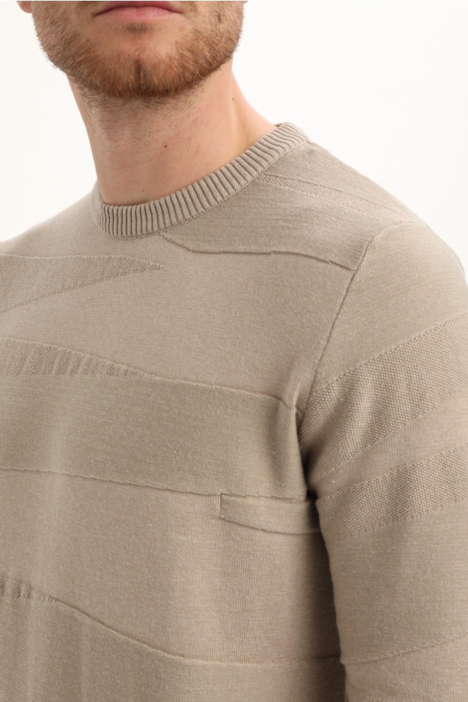 Gabbiano taupe heren trui | Close up