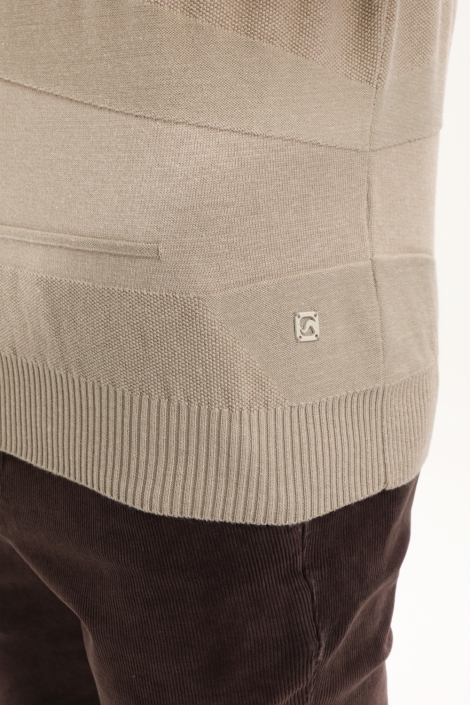 Gabbiano taupe heren trui | Close up