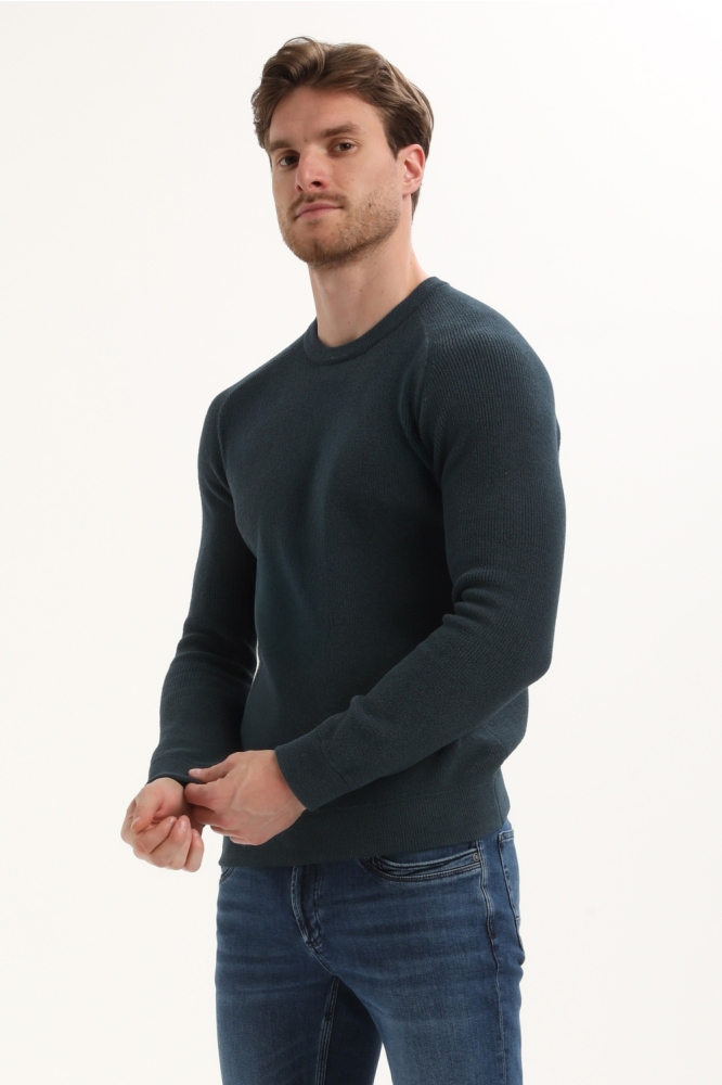 Gabbiano blauwe heren trui | Model zijaanzicht