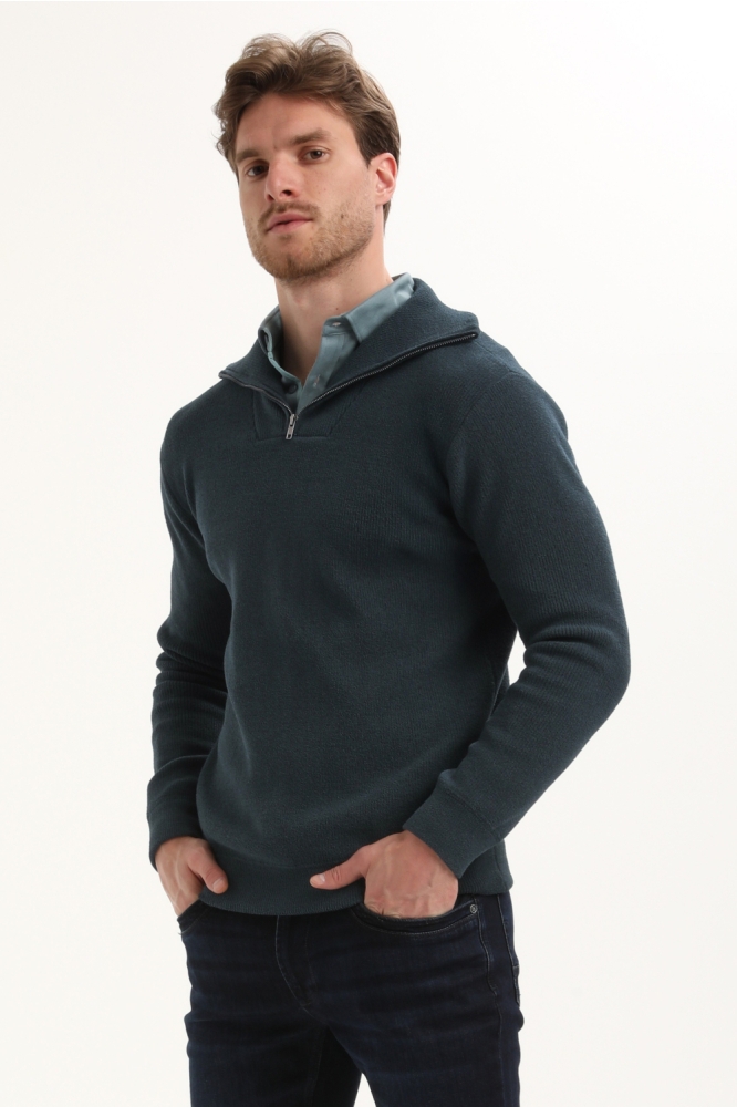 Gabbiano blauwe heren trui | Model zijaanzicht
