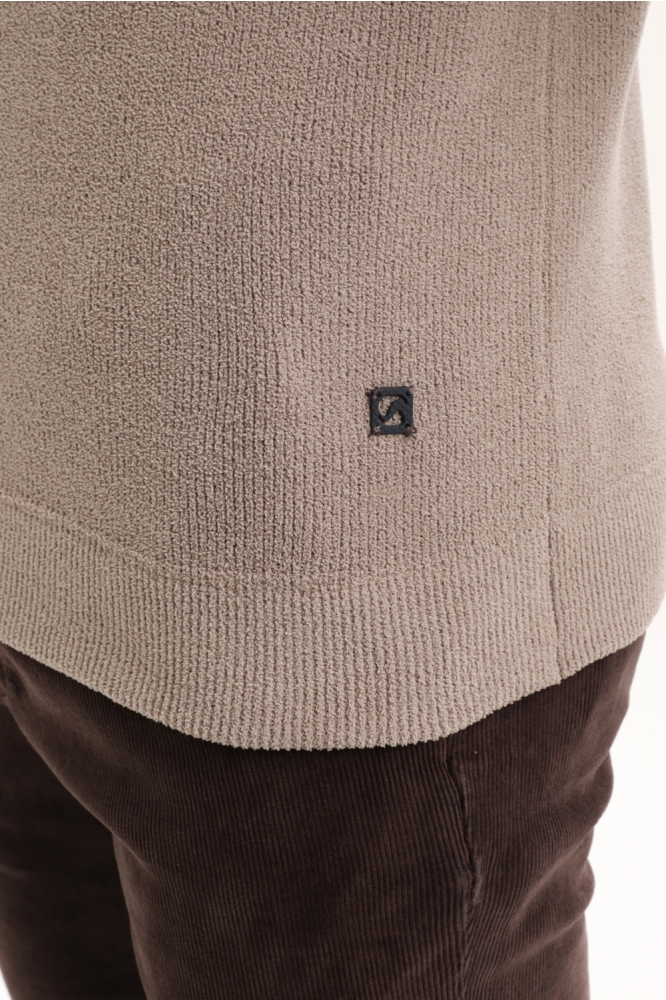 Gabbiano taupe heren trui | Kleurstaal