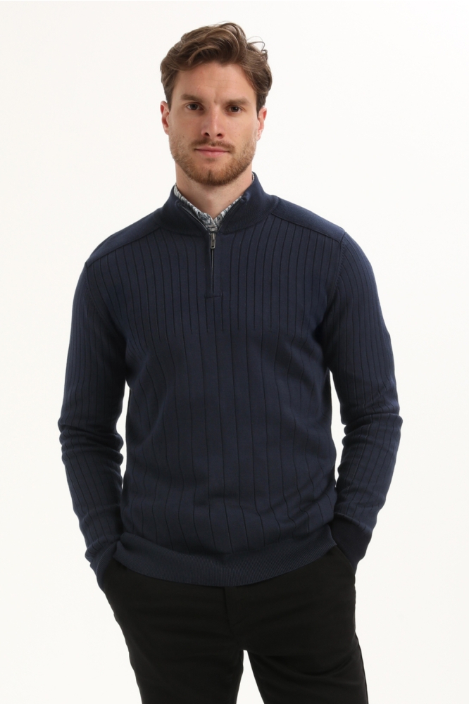 Gabbiano blauwe heren trui | Model vooraanzicht