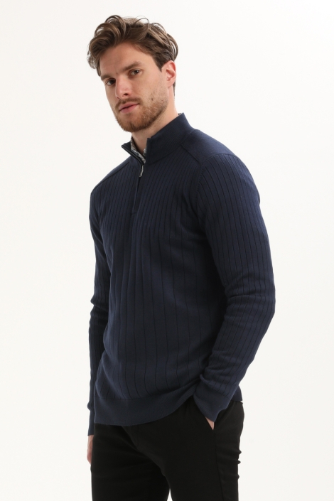 Gabbiano blauwe heren trui | Model zijaanzicht