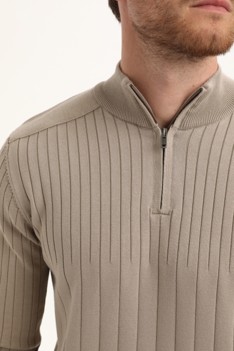Gabbiano taupe heren trui | Close up