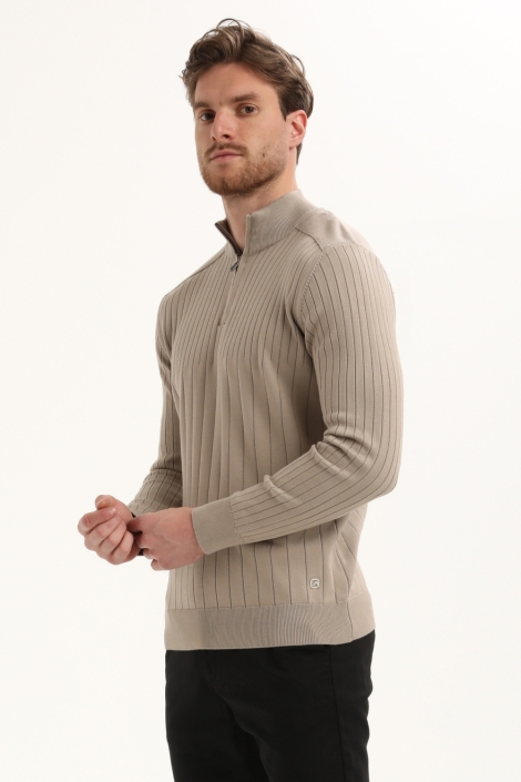 Gabbiano taupe heren trui | Model zijaanzicht