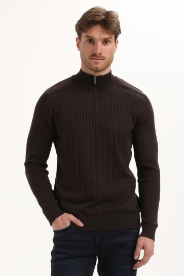 Gabbiano HALFZIP TRUI MET STREEPSTRUCTUUR 615768 5702 oak brown