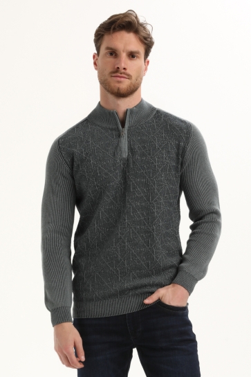 Gabbiano GEOMETRISCH STRUCTUUR HALFZIP TRUI 615769 5703 teal blue