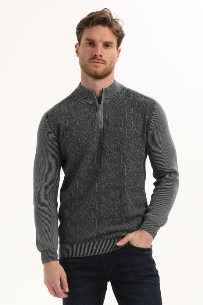 Gabbiano blauwe heren trui | Model vooraanzicht