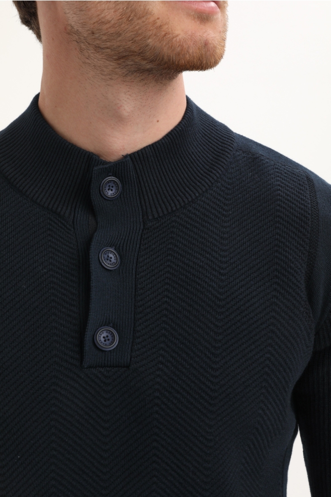 Gabbiano blauwe heren trui | Close up