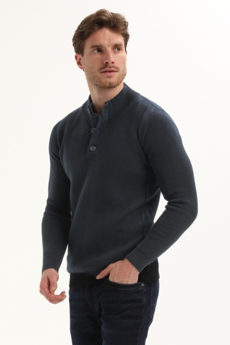 Gabbiano blauwe heren trui | Model zijaanzicht