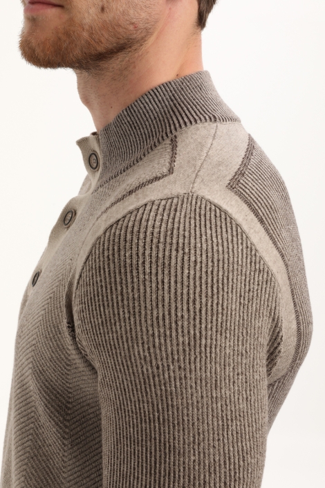 Gabbiano taupe heren trui | Close up