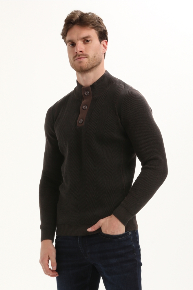 Gabbiano bruine heren trui | Model vooraanzicht