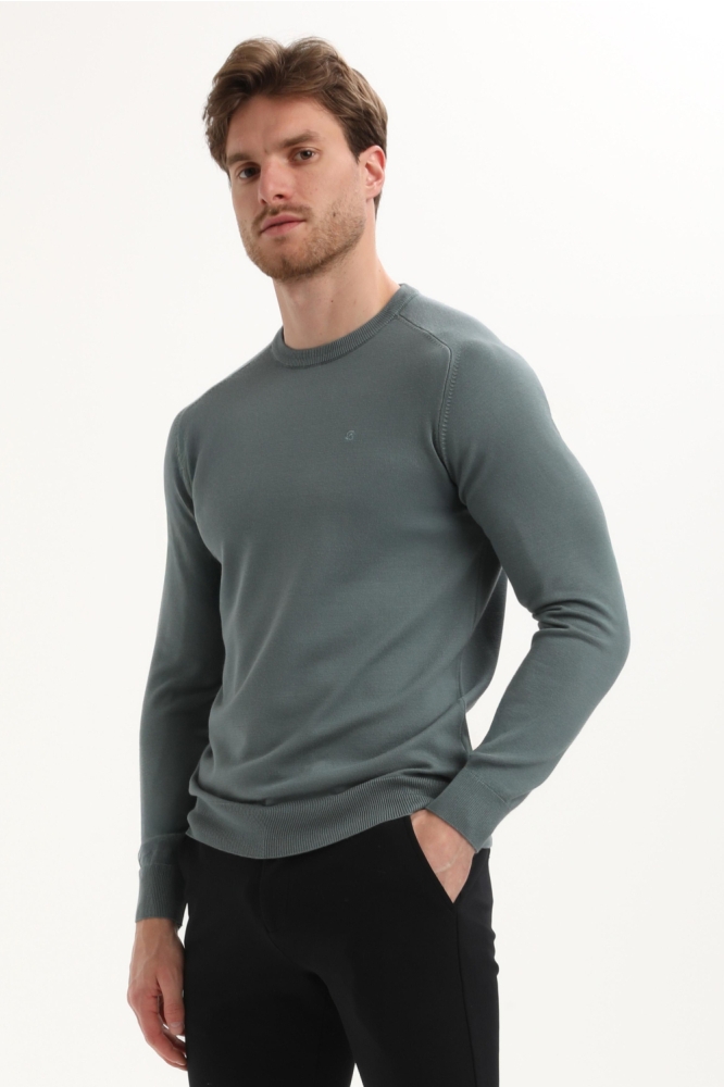 Gabbiano blauwe heren trui | Model vooraanzicht