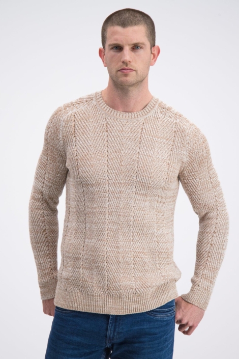 Gabbiano beige heren trui | Model vooraanzicht