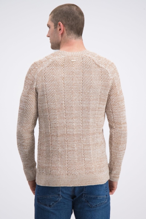 Gabbiano beige heren trui | Model achteraanzicht