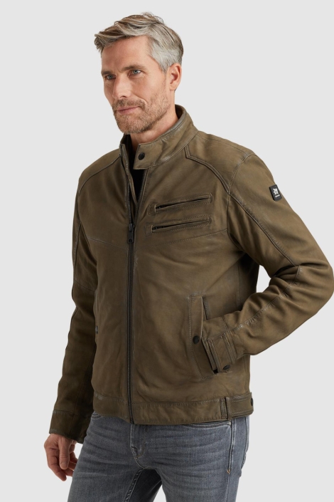 Vanguard bruine heren leren jas | Model zijaanzicht