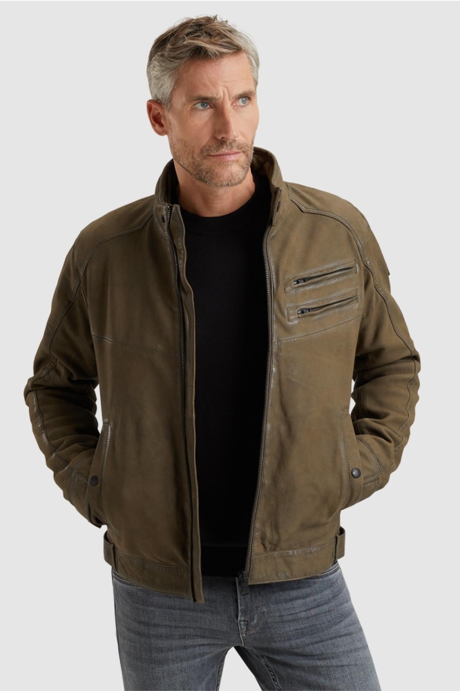 Vanguard bruine heren leren jas | Model vooraanzicht